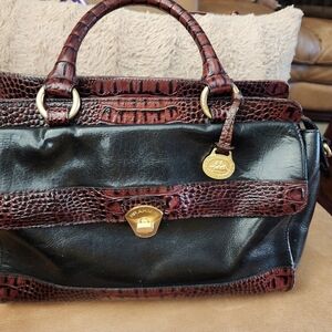 Brahmin Vintage Tuscan Satchel w/Tassel Charm Key Fob + Bonus Free Wallet